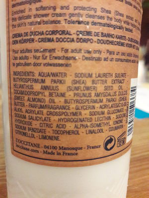 Body shower cream - Ingredients