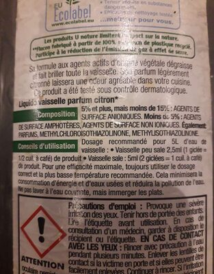 Liquide vaisselle - Ingredients