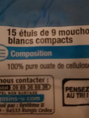 Mouchoirs U, 15 étuis Compacts De - Ingrédients - fr