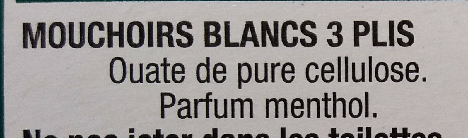 Mouchoirs Menthol Blancs - Ingrédients - fr