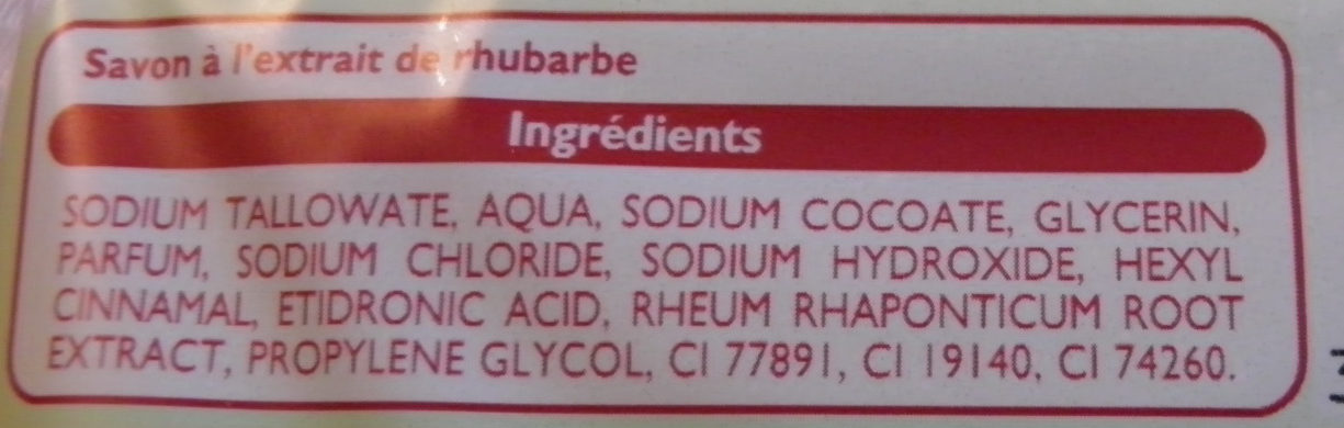 Savon à l'extrait de rhubarbe Leader Price - Ingredients - fr