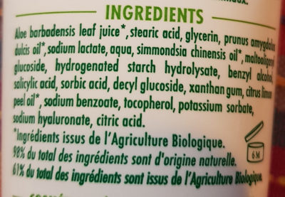 crème mains aloe vera - Ingredients - fr