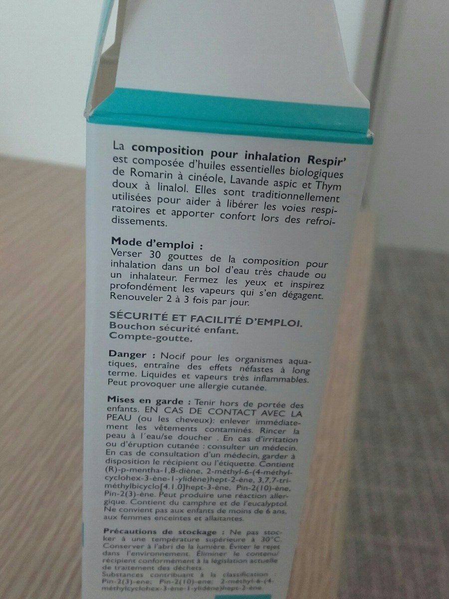 Le Comptoir Aroma Composition Pour Inhalation Respir' - Ингредиенты - fr