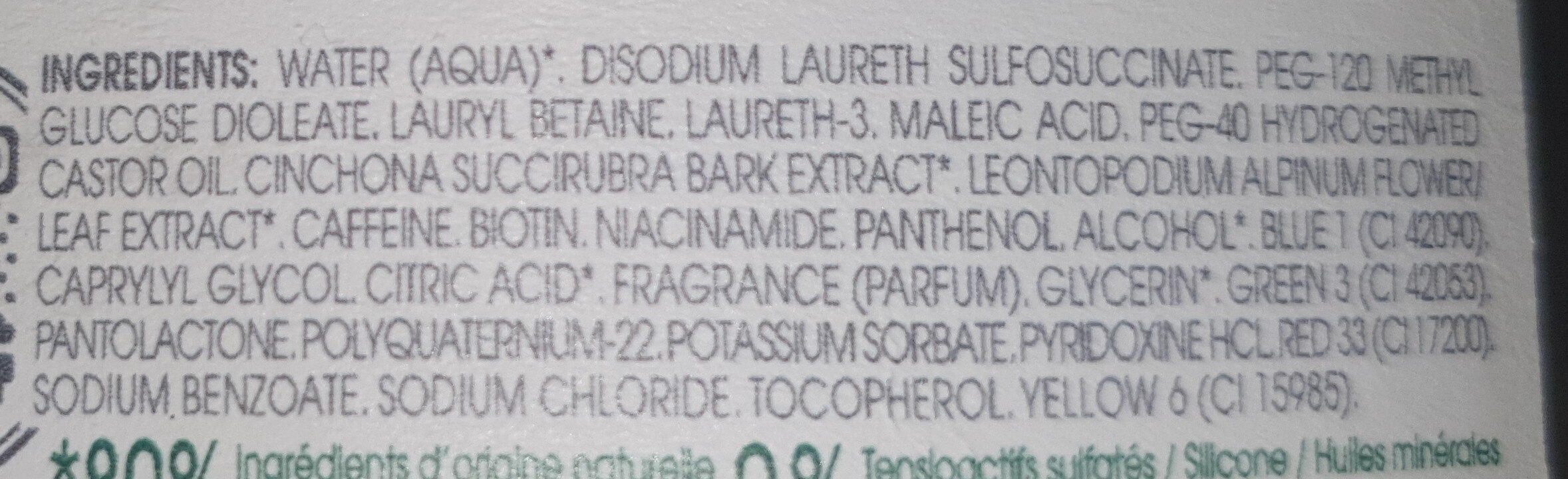 Shampoing à la Quinine & Edelweiss BIO - Ingredients - fr