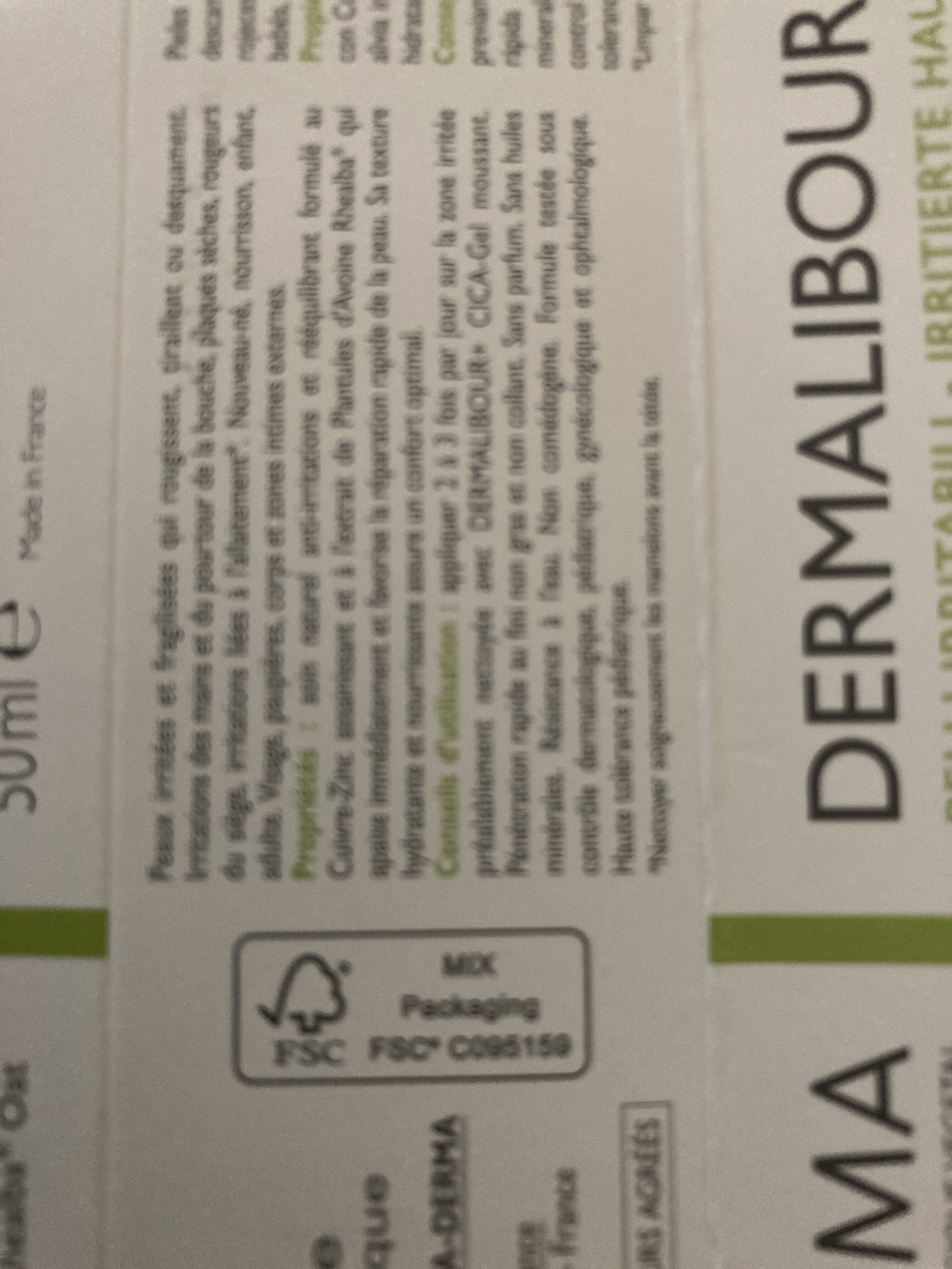 Dermalibour - Recycling instructions and/or packaging information - fr