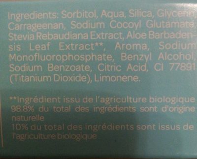 Dentifrice Enfants 7 Ans Et + Menthe Bio - 50 ML - Cattier - Ingredients - fr
