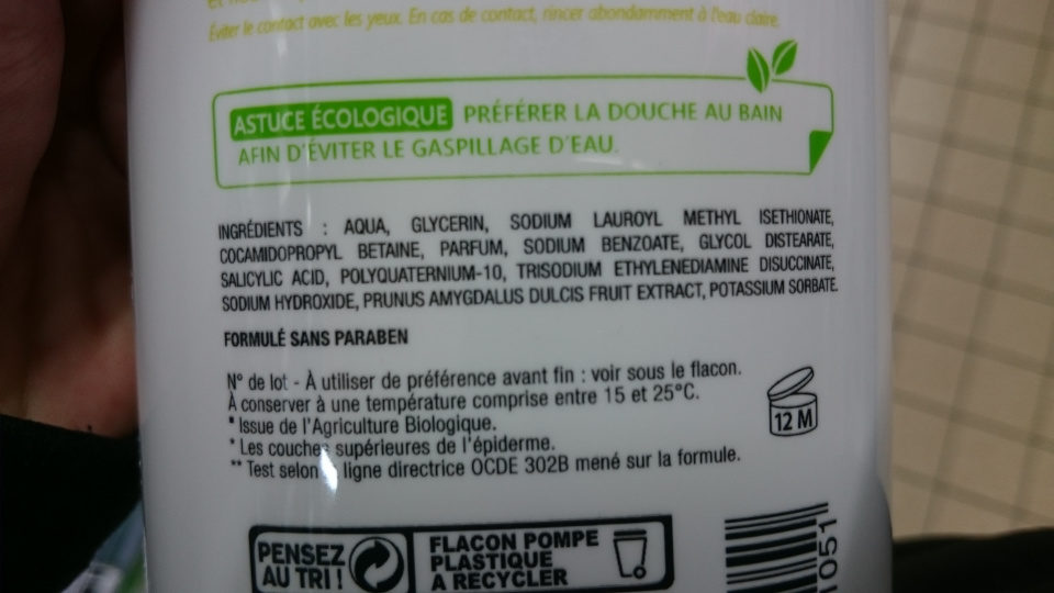 Crème Douche Amande NATURÉMOI - Ingredientes - en