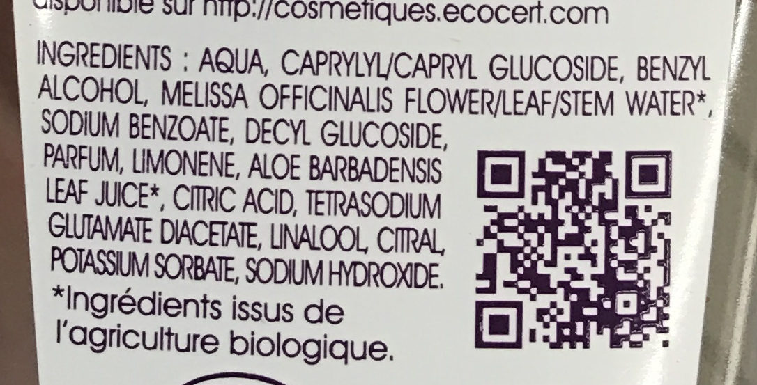 L'Eau Micellaire Bio - Ingredients - fr