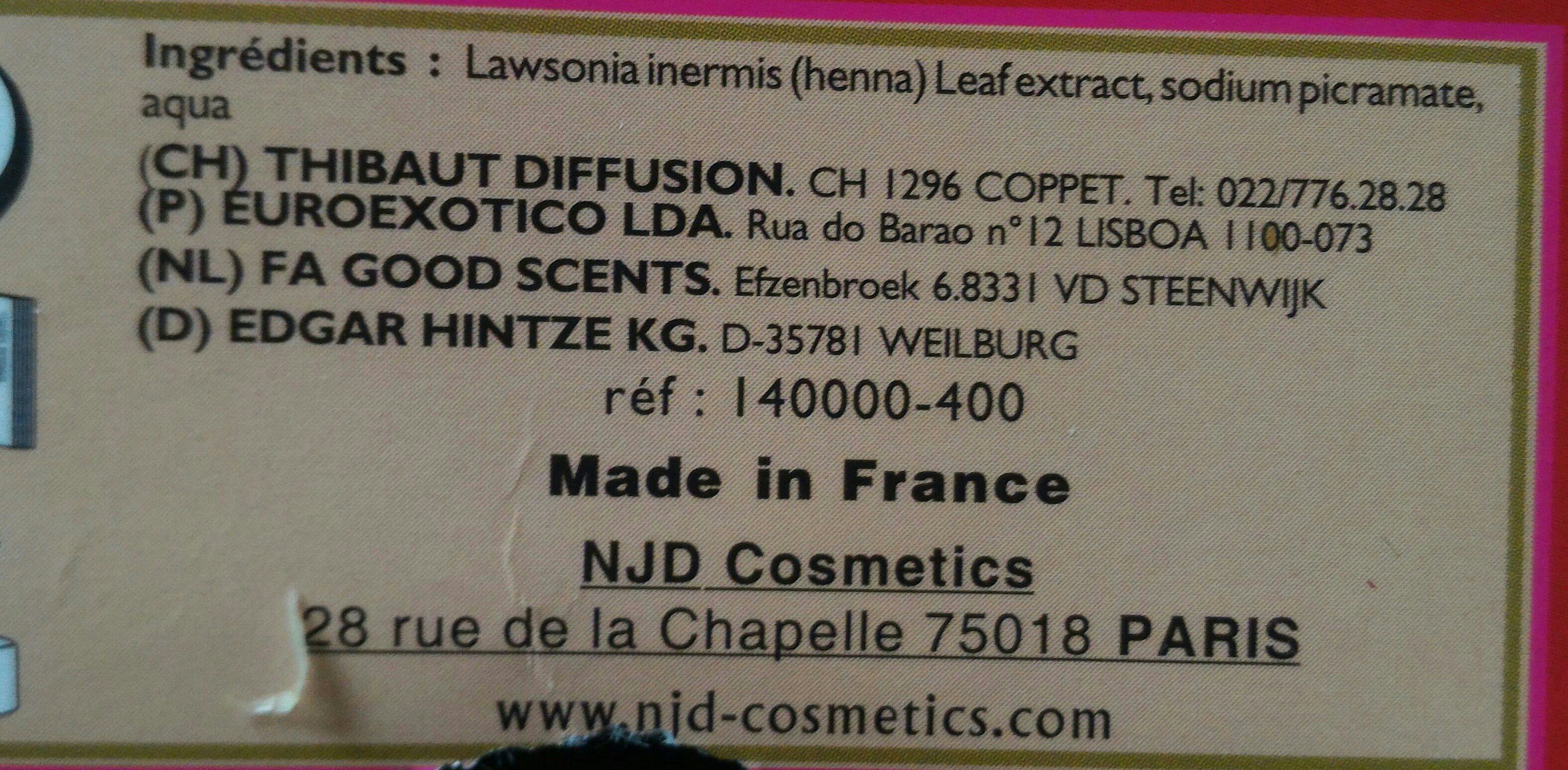 Henné Color - Poudre Colorante Acajou - 100G - Ingrédients - fr