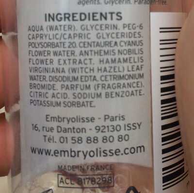 Embryolisse - Ingredients - fr