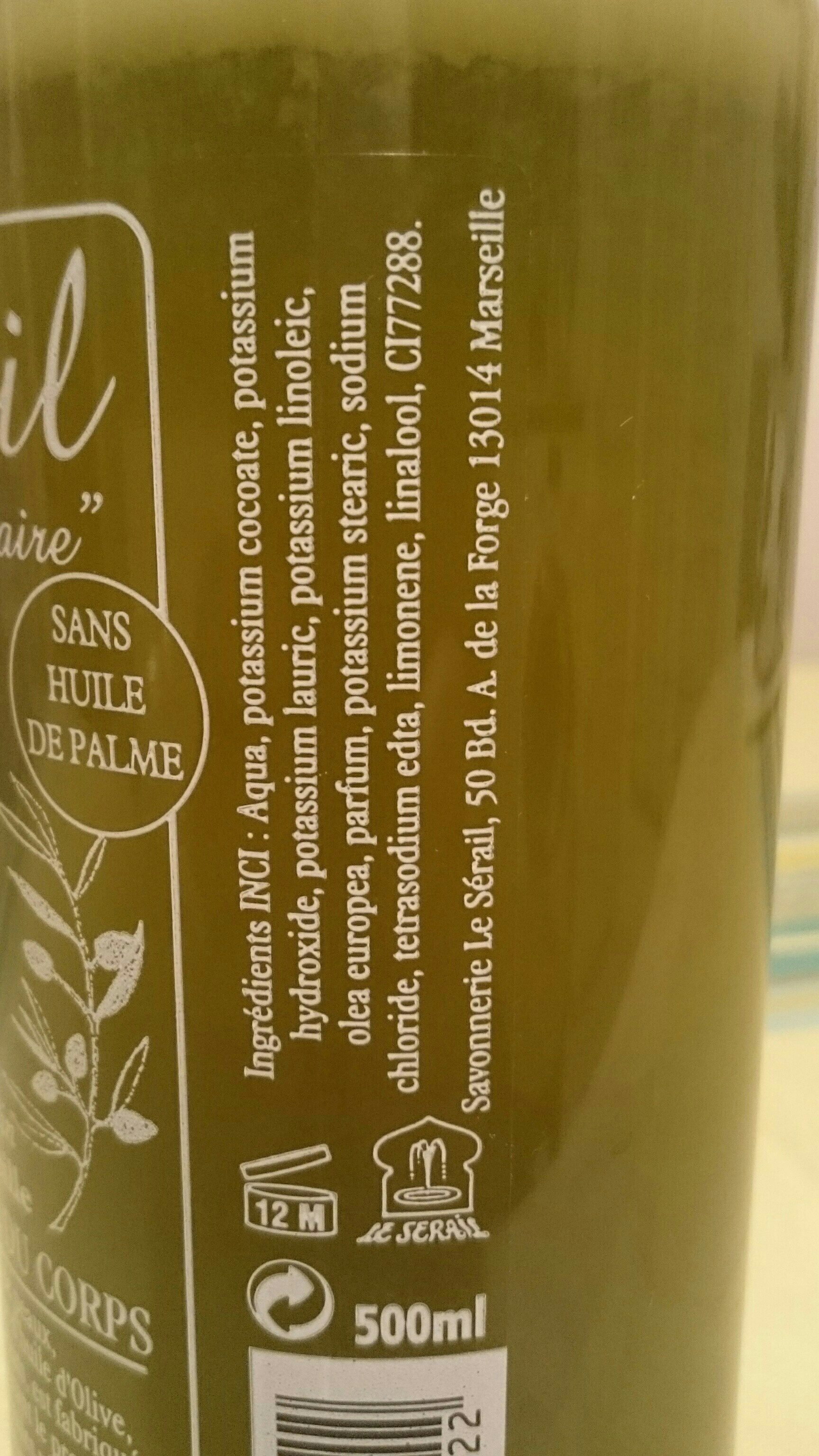Véritable savon liquide de Marseille - Ingredients - fr