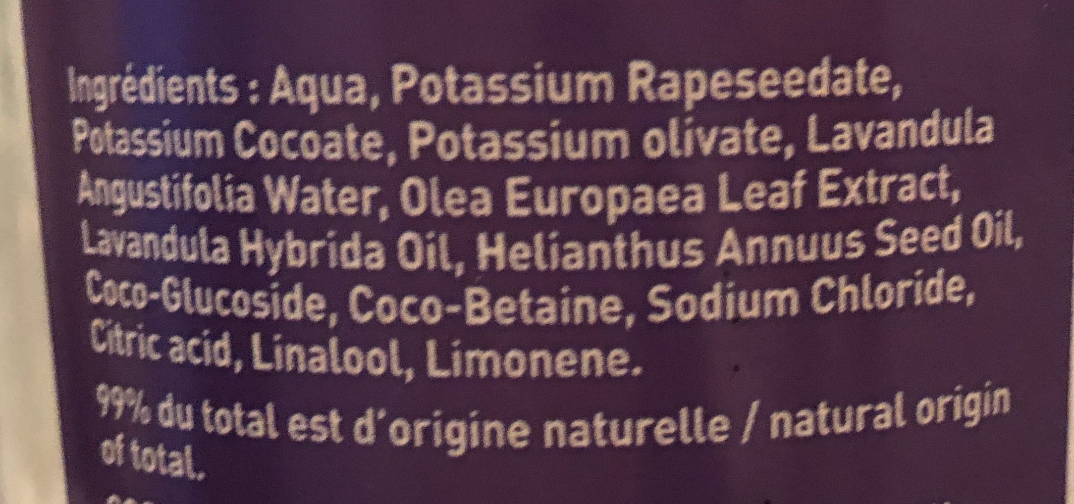 Savon liquide de  Marseille - Ingredientes - fr