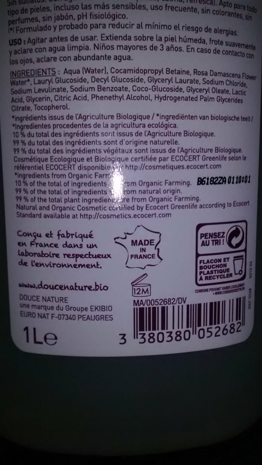 douche sensitive hypoallergénique - Ingredients - fr
