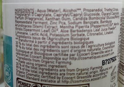 Déodorant à Bille Bio - Ingredientes - fr