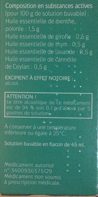 Gouttes Aux Essences (gae) Naturactive Phytaroma Solution Buvable 45 ML - Ingredients - fr