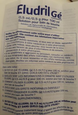 Eludril 0,5ML / 0,5G Pour 100ML Solution Pour Bain De Bouche - Ingredients