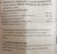Calcium - vitamine D3 Orocal - Ingrédients - fr