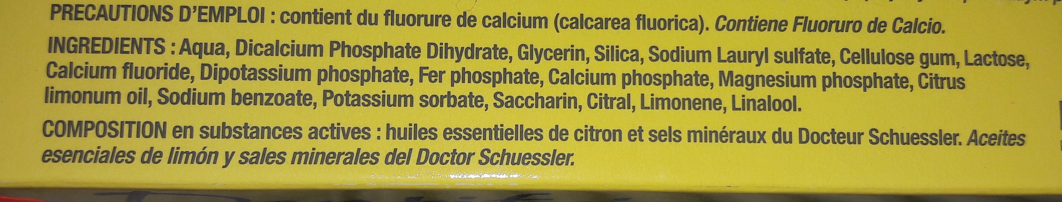 Dentifrice Naturel Homeopathie Lehning - Ingredients - fr