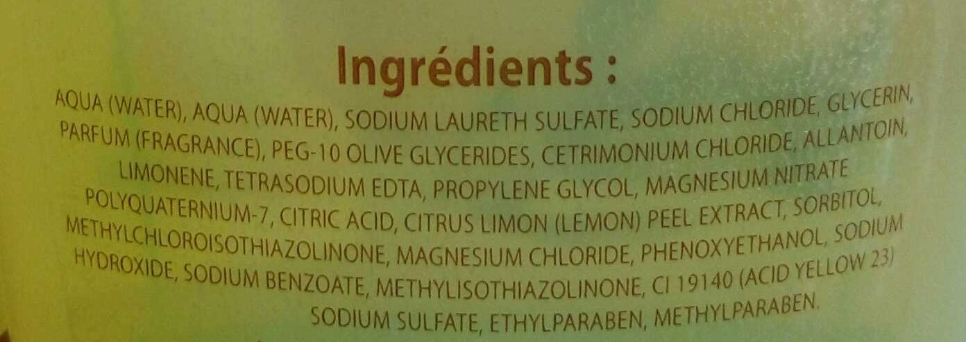 Shampooing olive & citron - Ingredients - fr