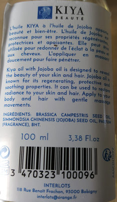 huile de jojoba - Ainesosat