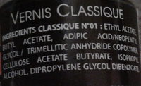 Vernis classique - Ingredients - fr