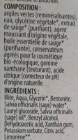 Toothpaste clay organic sage - Ingredients - fr
