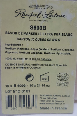 Savon de Marseille Extra Pur Blanc - Ingredients