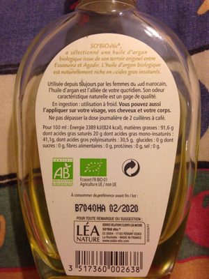 Huile pure d'argan bio, visage, corps et cheveux. 100% d'orgine naturelle O paraben silicone, parafine. - 2