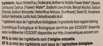 Démaquillant Yeux Ultra-doux Bio - Ingrédients