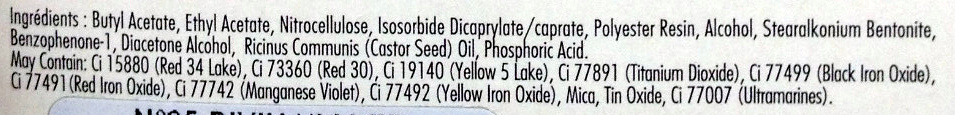Vernis à ongles soin et couleur à l'huile de ricin bio - 05 divin violet - Ingredients - fr