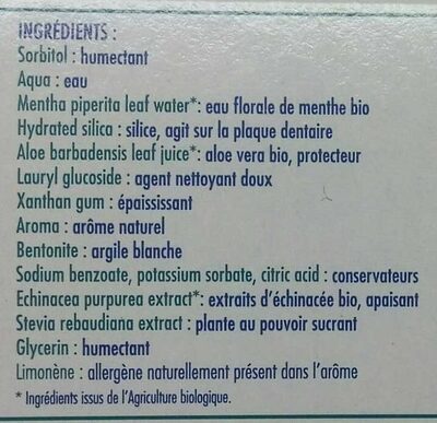 Dentifrice gencives sensibles - Ingredients - fr