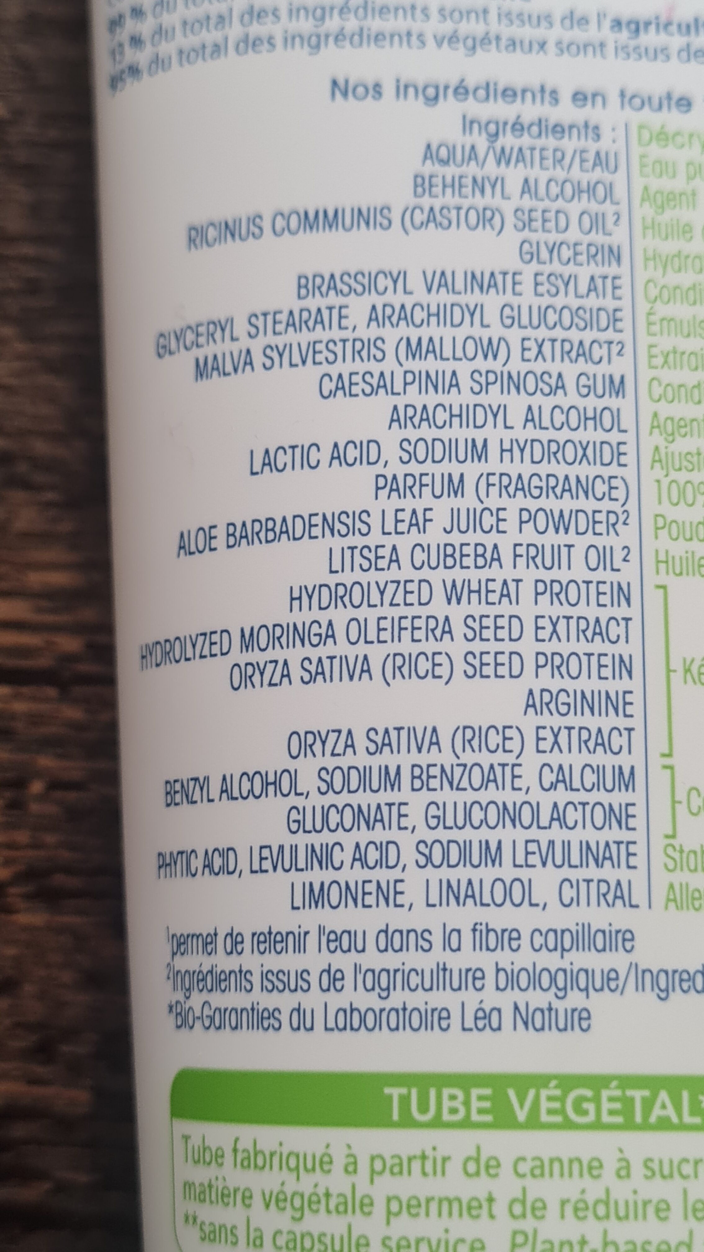 après shampoing fortifiant - Ingredients - fr
