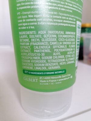 Shampooing douche thé vert bio - Ingredients