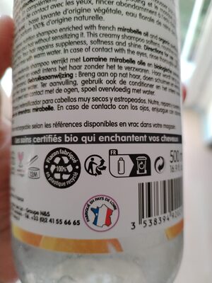 shampooing nutrition intense mirabelle de Lorraine - Perdirbimo instrukcijos ir (arba) informacija apie pakuotę