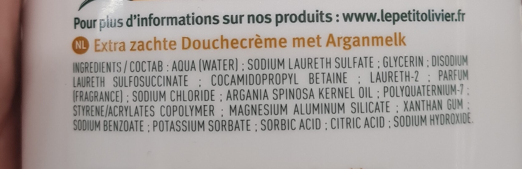 Crème Douche Extra douce Lait D'amande Hypoallergénique - Ingrédients - fr