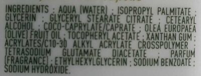 Lait corps hydratant - Ingrédients