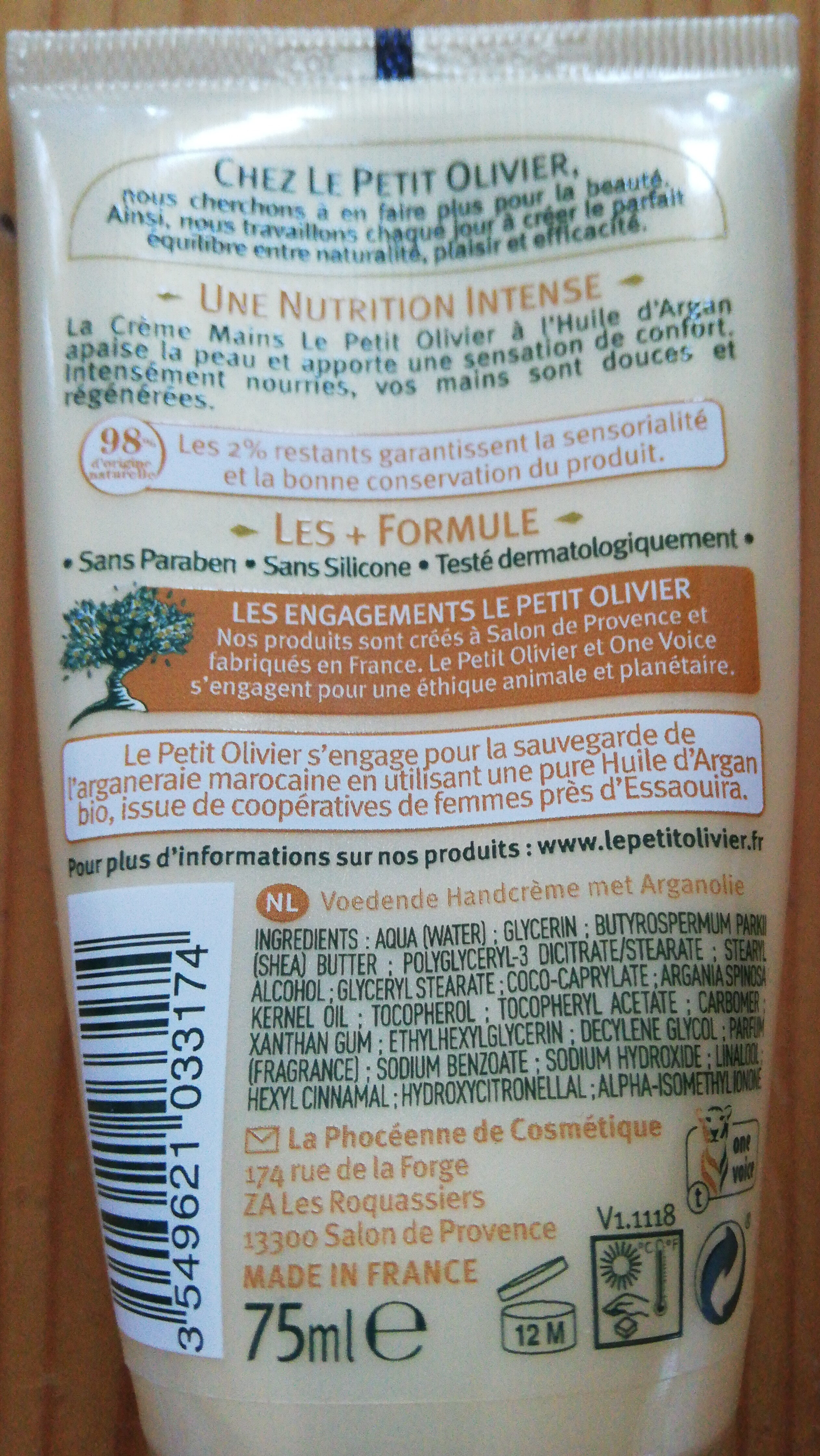 Crème Mains Nourissante - Ingrédients - fr
