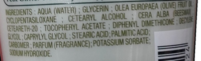 Crème mains hydratante Huile d'olive - Ingredients