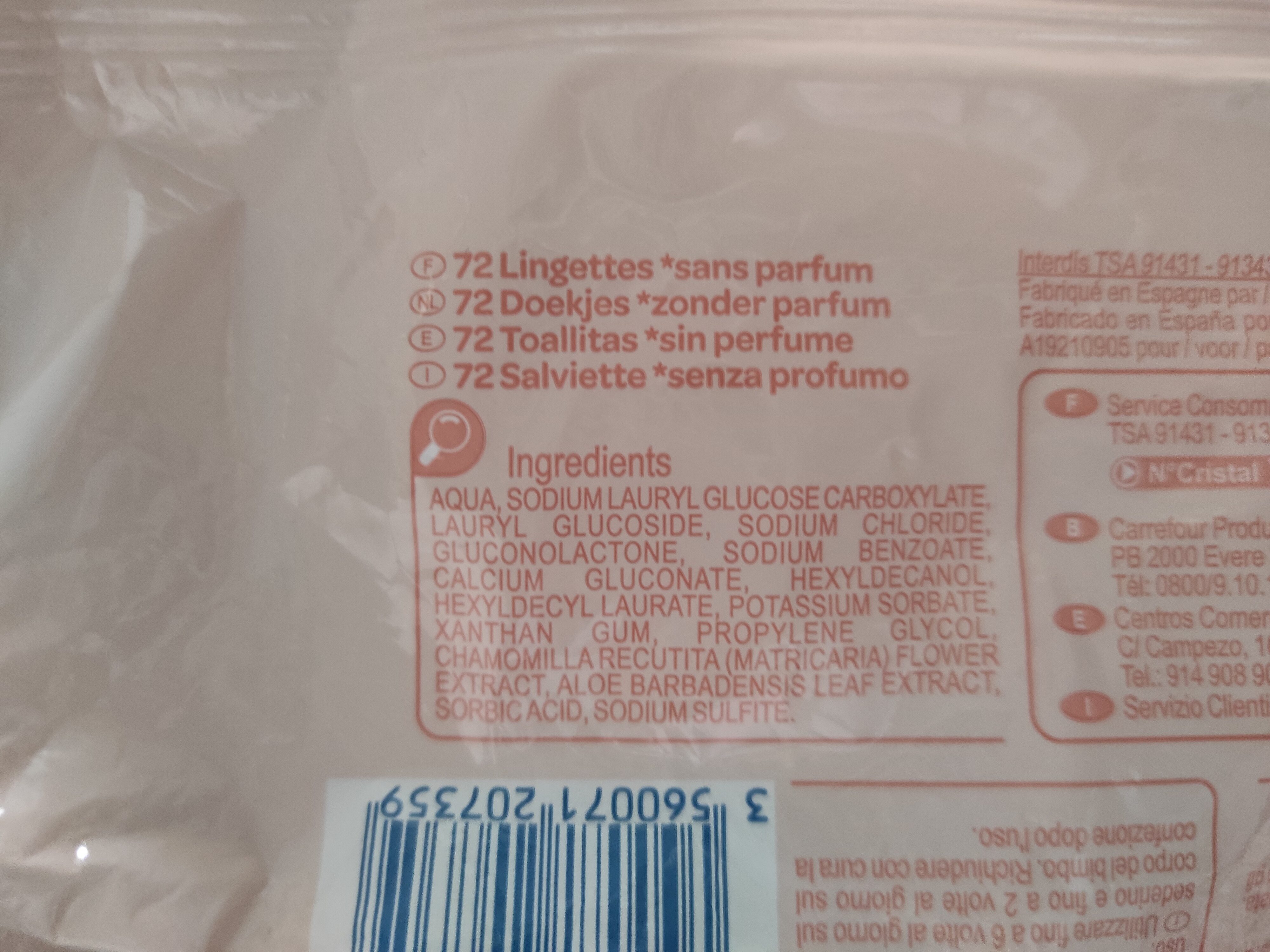 Sensitive - Recycling instructions and/or packaging information - es