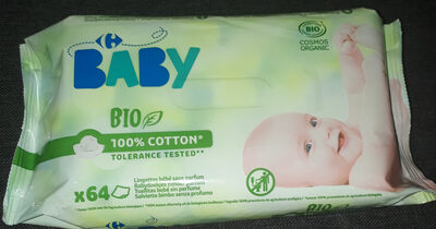 lingettes 100 % coton bio Carrefour Baby - Product
