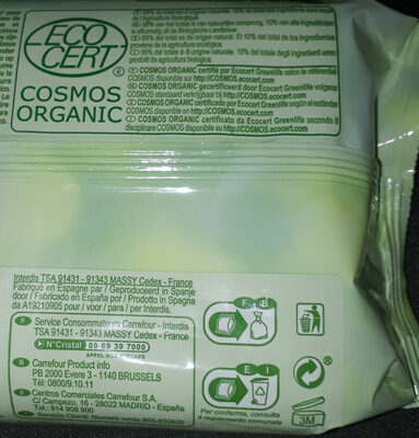 lingettes 100 % coton bio Carrefour Baby - Recycling instructions and/or packaging information