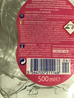 Liquide Vaisselle Visior, Peaux Sensibles - Ingredients - fr