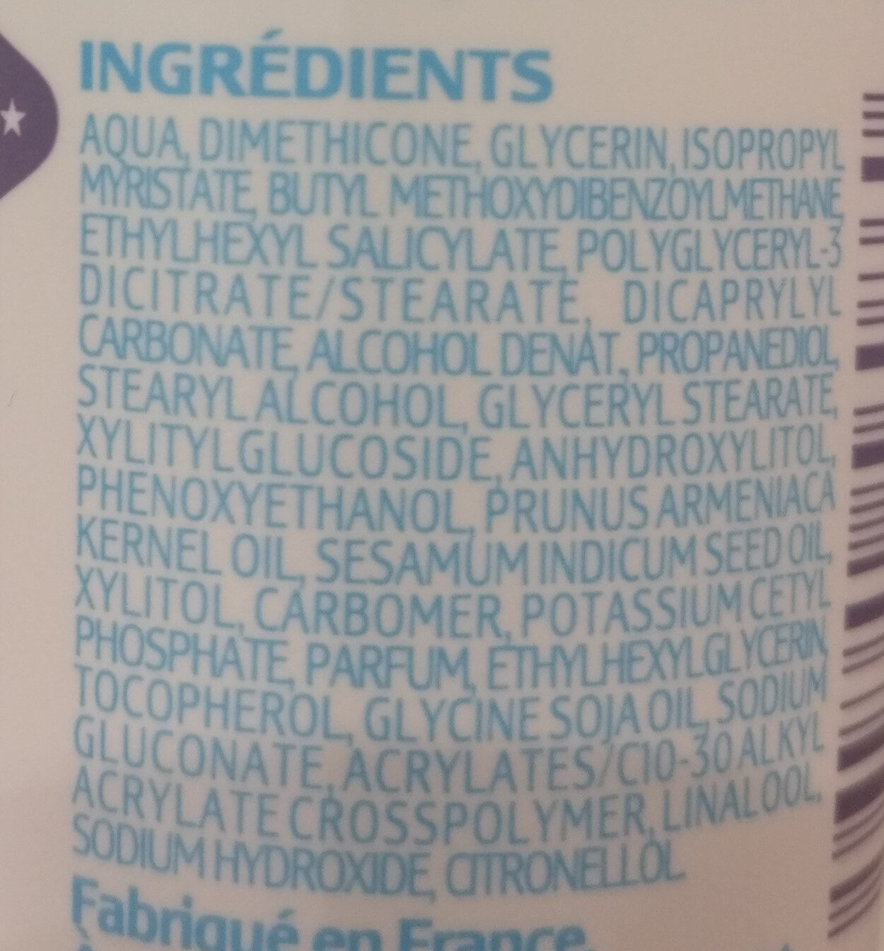 Gel - Crème fondant - Ingredients - fr