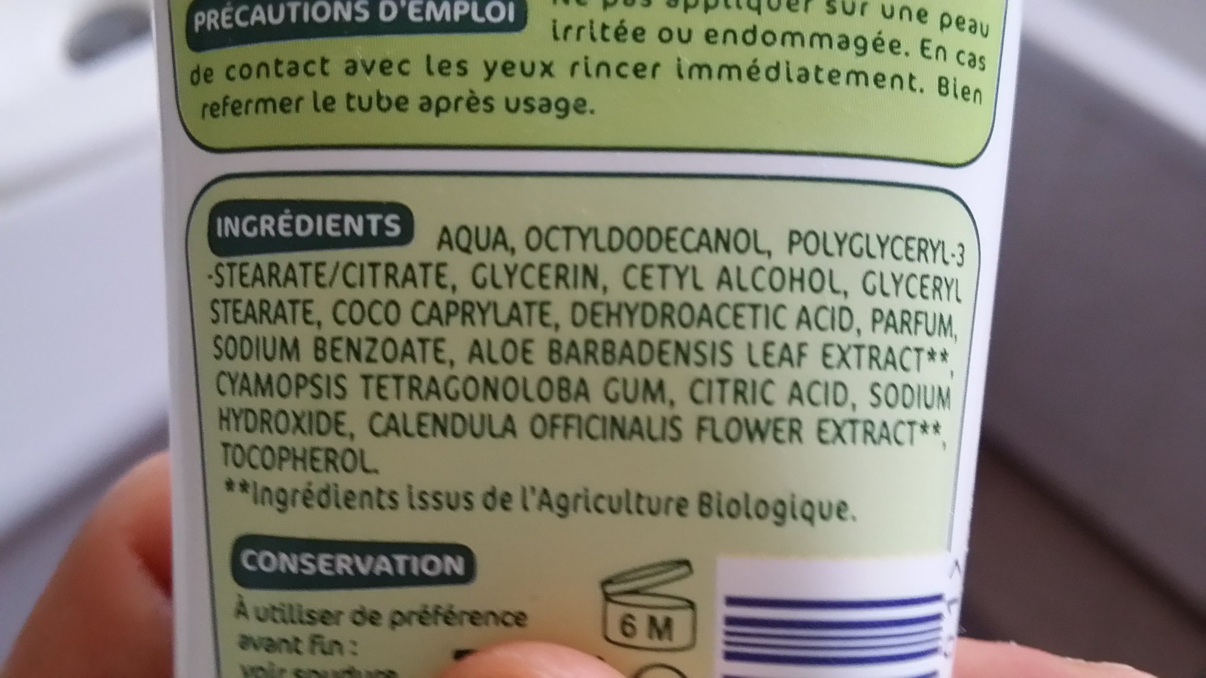 Crème hydratante visage et corps - Ingredients - fr