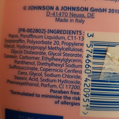 Johnson's baby lotion - Ingrédients - en