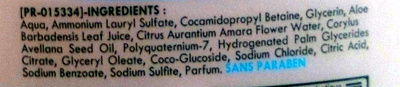 Douche gel surgras hypoallergénique à la sève d'aloe vera et à l'eau de fleur d'oranger - Ingredients