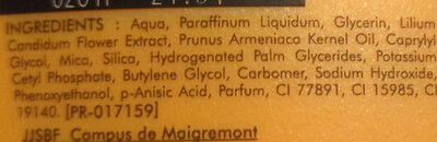 Lait soin hydratant sublimant - Ingredients