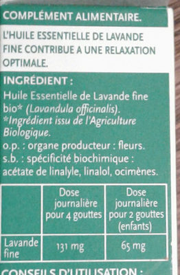 Huile Essentielle Lavande Fine Bio - Ingredients - fr