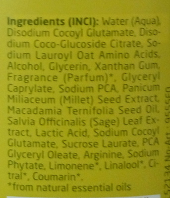 Shampooing usage fréquent Millet - Ingredients - fr