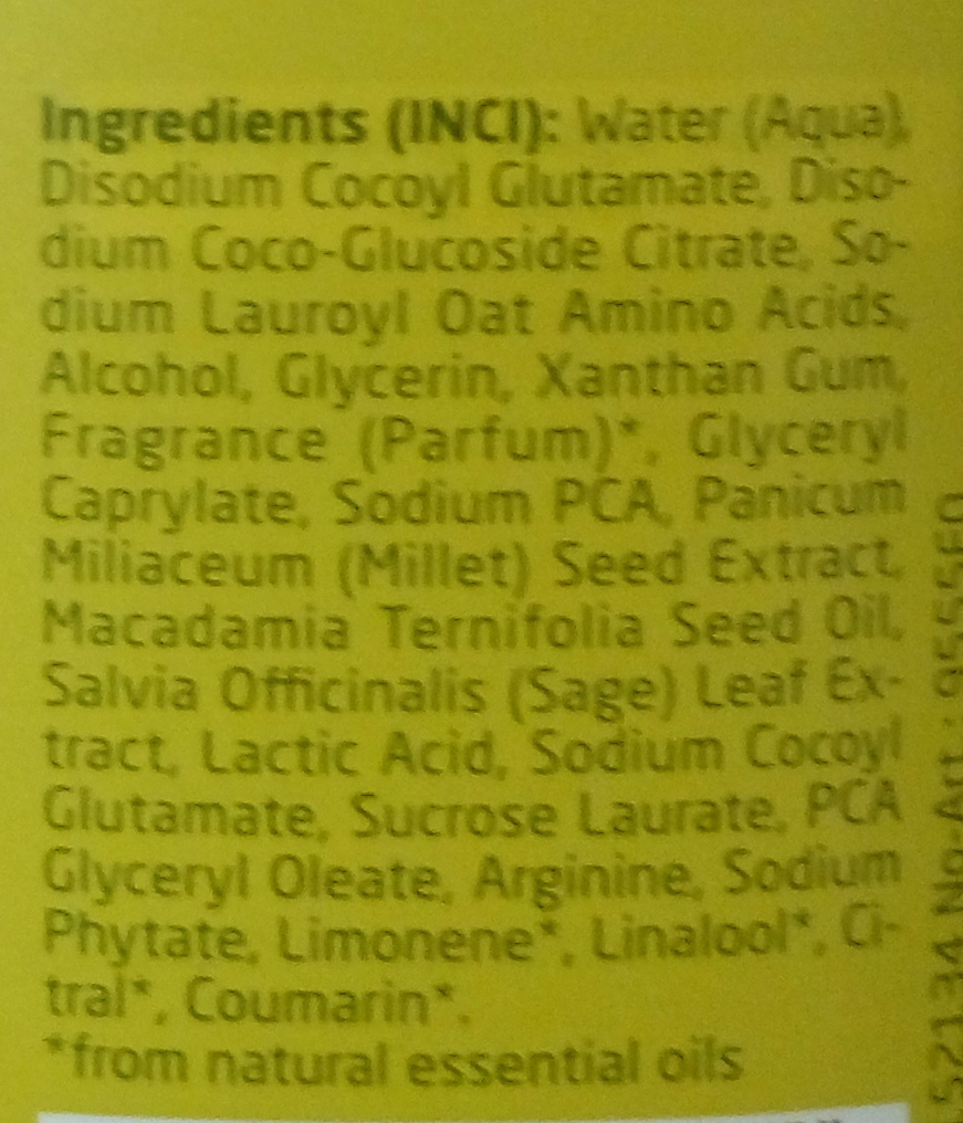 Shampooing usage fréquent Millet - Ingredients - fr